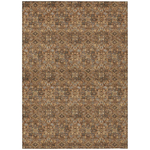 HomeRoots 10 X 14 Damask Polyester Area Rug Washable Indoor Outdoor Stain Resistant Patio 741296