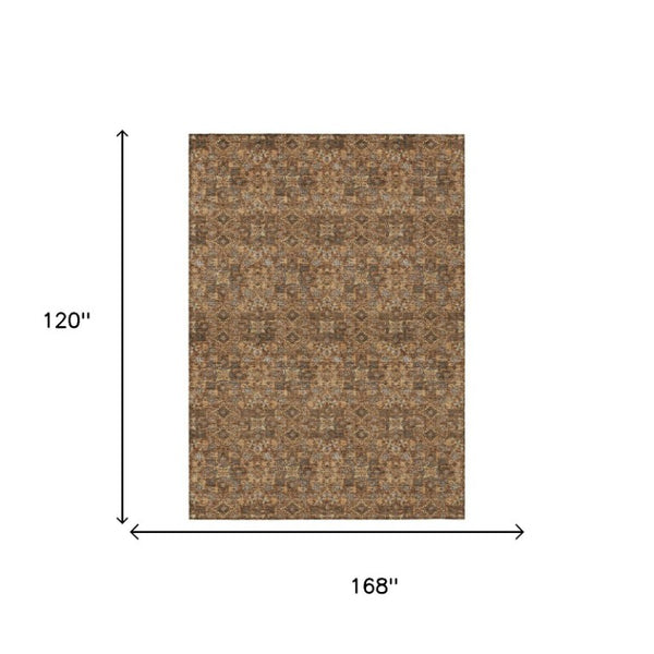10 X 14 Damask Polyester Area Rug Washable Indoor Outdoor Stain Resistant Patio
