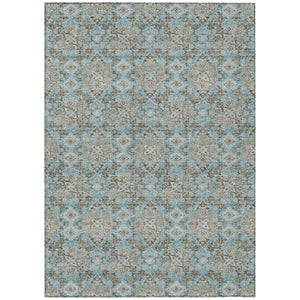 HomeRoots 8 X 10 Damask Polyester Area Rug Washable Stain Resistant for Patio or Living Room 741300