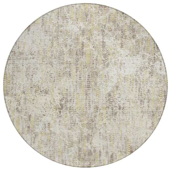HomeRoots 8 Foot Round Abstract Polyester Rug Stain Resistant for Patio or Family Room 741305