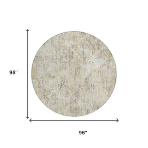 8 Foot Round Abstract Polyester Rug Stain Resistant for Patio or Family Room