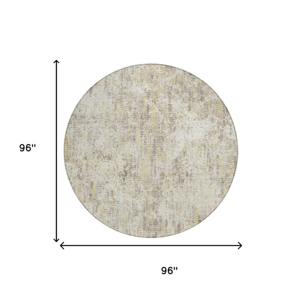 8 Foot Round Abstract Polyester Rug Stain Resistant for Patio or Family Room
