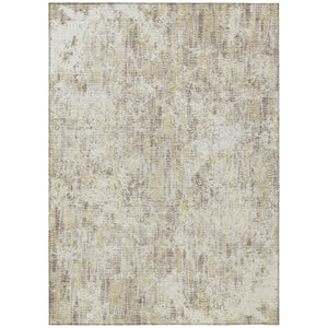HomeRoots 8x10 Ivory Silver Abstract Polyester Area Rug Stain Resistant for Indoor Outdoor Use 741306