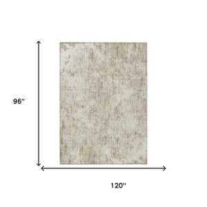 8x10 Ivory Silver Abstract Polyester Area Rug Stain Resistant for Indoor Outdoor Use