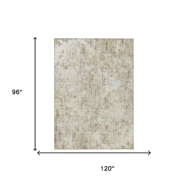 8x10 Ivory Silver Abstract Polyester Area Rug Stain Resistant for Indoor Outdoor Use