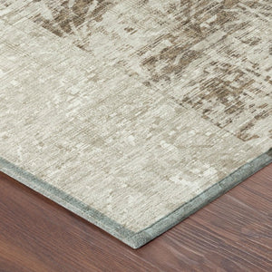 5x8 Abstract Beige Brown Polyester Area Rug Washable for Indoor Outdoor Use