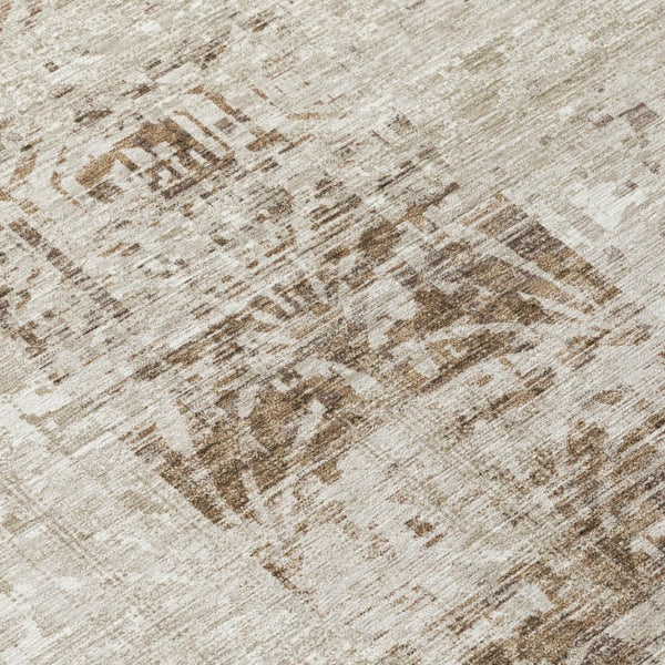 5x8 Abstract Beige Brown Polyester Area Rug Washable for Indoor Outdoor Use