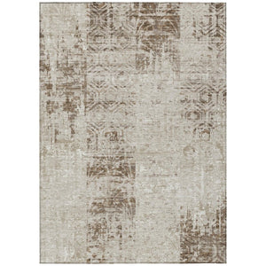 HomeRoots 10 X 14 Abstract Beige Brown Polyester Area Rug Stain Resistant Indoor Outdoor 741314
