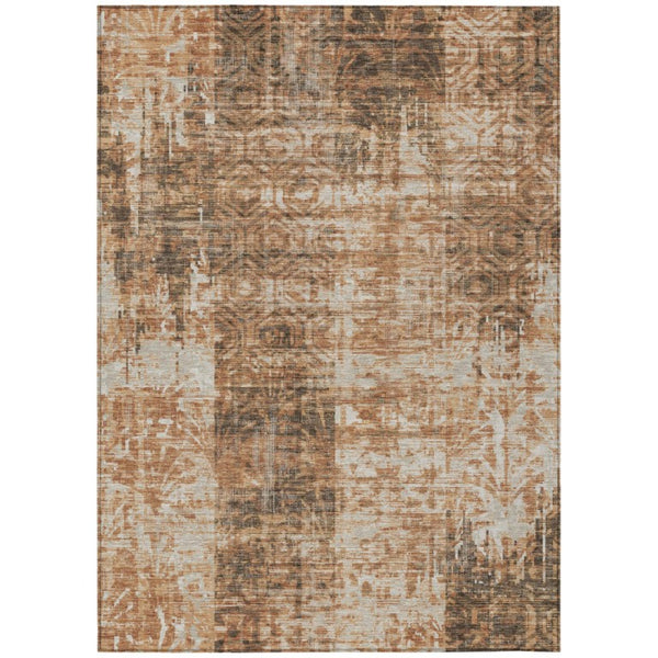HomeRoots 5 X 8 Abstract Copper Orange Polyester Area Rug Washable for Patio and Living Room 741328