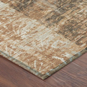 5 X 8 Abstract Copper Orange Polyester Area Rug Washable for Patio and Living Room