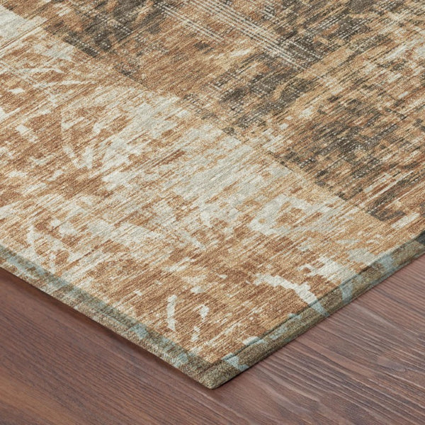 5 X 8 Abstract Copper Orange Polyester Area Rug Washable for Patio and Living Room