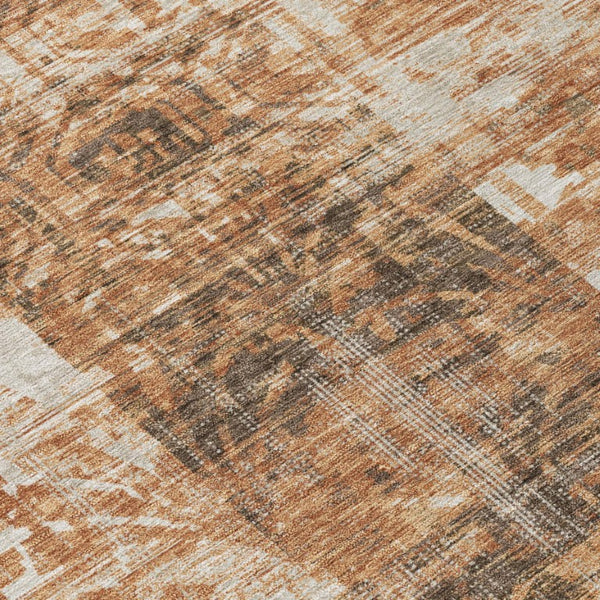 5 X 8 Abstract Copper Orange Polyester Area Rug Washable for Patio and Living Room