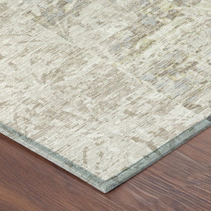 9x12 Ivory Silver Abstract Polyester Area Rug for Indoor Outdoor Living Spaces