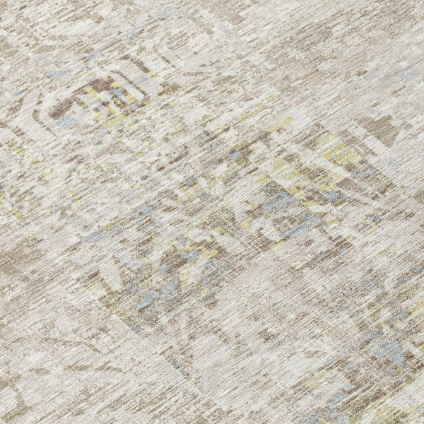 9x12 Ivory Silver Abstract Polyester Area Rug for Indoor Outdoor Living Spaces