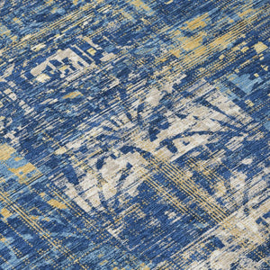 5x8 Navy Abstract Polyester Area Rug Stain Resistant Washable Indoor Outdoor
