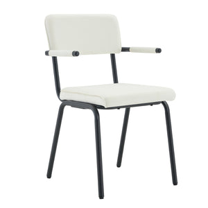English Elm Dining Chairs Set of 2 Velvet Upholstered with Hangable Arms and Metal Legs W3493P449270