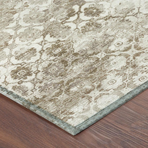 8 Ft Round Medallion Floral Polyester Area Rug Washable Stain Resistant Indoor Outdoor
