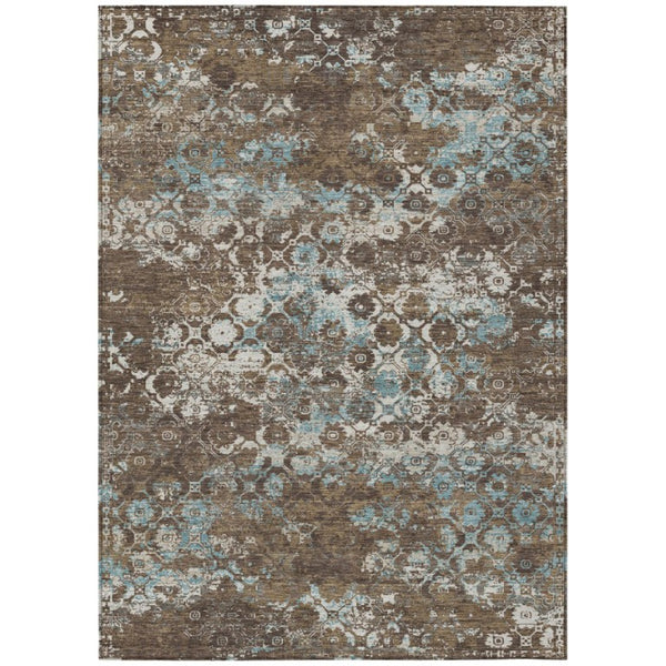 HomeRoots 5 X 8 Floral Medallion Indoor Outdoor Rug Washable Polyester Pet Friendly Decor 741370