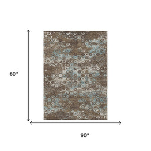 5 X 8 Floral Medallion Indoor Outdoor Rug Washable Polyester Pet Friendly Decor
