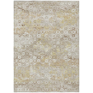 HomeRoots 9 X 12 Ivory Silver Floral Medallion Polyester Washable Indoor Outdoor Area Rug 741379