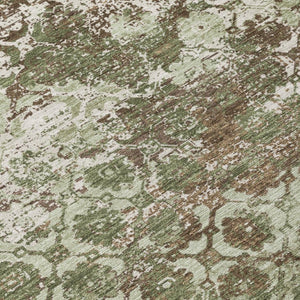 5x8 Olive Floral Medallion Polyester Area Rug Washable Stain Resistant Indoor Outdoor