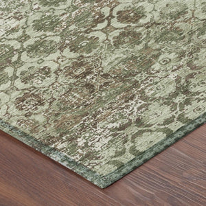 8 Ft Round Floral Medallion Polyester Area Rug for Indoor Outdoor High Traffic Spaces