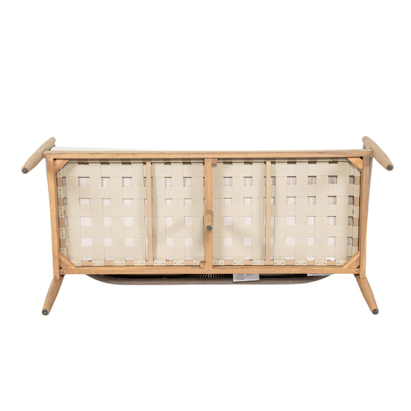 English Elm Christopher Knight Home® - Verona Outdoor Acacia Wood Loveseat With Beige Cushion, Handwoven Rope Detail For Stylish Comfort N775P309257A