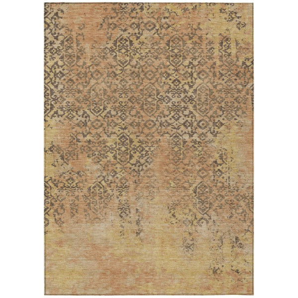 HomeRoots 9 X 12 Copper Orange Abstract Polyester Area Rug Washable Stain Resistant Patio 741409