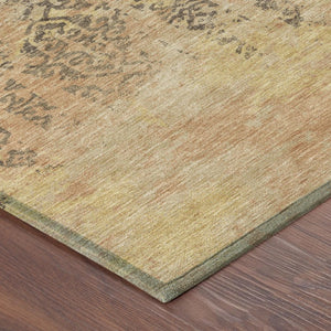 10 X 14 Copper Orange Abstract Polyester Area Rug Washable for Indoor Outdoor Use