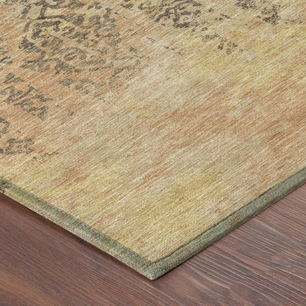 10 X 14 Copper Orange Abstract Polyester Area Rug Washable for Indoor Outdoor Use