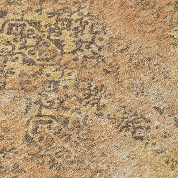 10 X 14 Copper Orange Abstract Polyester Area Rug Washable for Indoor Outdoor Use