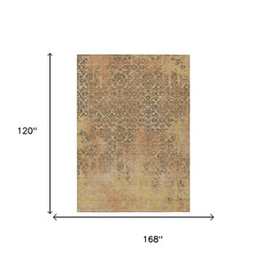 10 X 14 Copper Orange Abstract Polyester Area Rug Washable for Indoor Outdoor Use