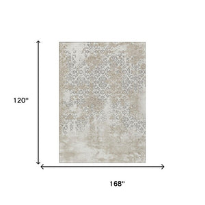 10 X 14 Abstract Polyester Area Rug Washable Stain Resistant Indoor Outdoor Ivory