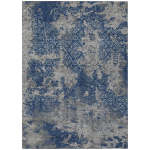 HomeRoots 10 X 14 Abstract Navy Polyester Area Rug Washable Indoor Outdoor Stain Resistant 741422