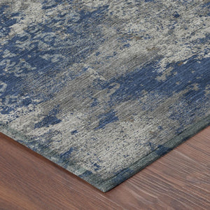10 X 14 Abstract Navy Polyester Area Rug Washable Indoor Outdoor Stain Resistant