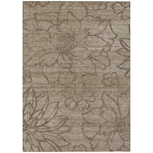 HomeRoots 10 X 14 Floral Beige Brown Polyester Washable Rug for Patio Porch or Living Room 741434