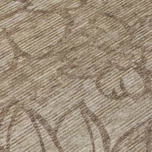 10 X 14 Floral Beige Brown Polyester Washable Rug for Patio Porch or Living Room