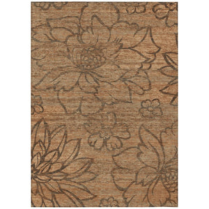 HomeRoots 8 X 10 Copper Floral Polyester Area Rug Stain Resistant for Indoor Outdoor Use 741450