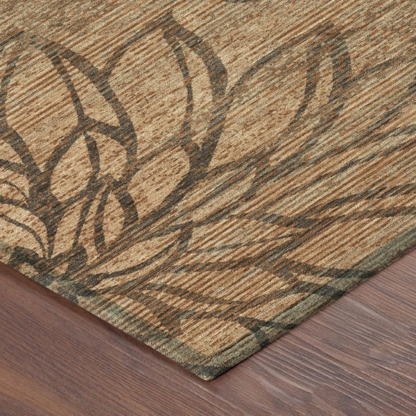 8 X 10 Copper Floral Polyester Area Rug Stain Resistant for Indoor Outdoor Use