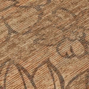 8 X 10 Copper Floral Polyester Area Rug Stain Resistant for Indoor Outdoor Use