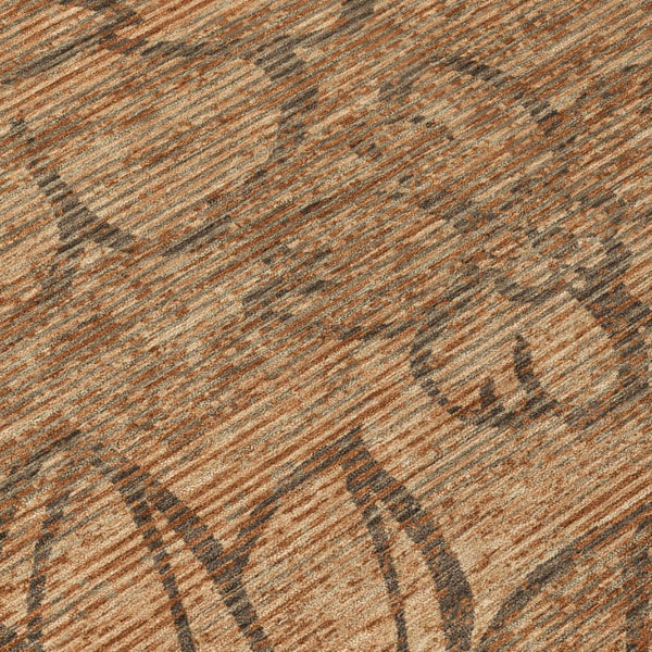 8 X 10 Copper Floral Polyester Area Rug Stain Resistant for Indoor Outdoor Use