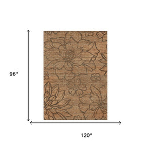 8 X 10 Copper Floral Polyester Area Rug Stain Resistant for Indoor Outdoor Use