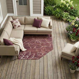 8 X 10 Floral Polyester Indoor Outdoor Rug Washable Stain Resistant Patio Porch