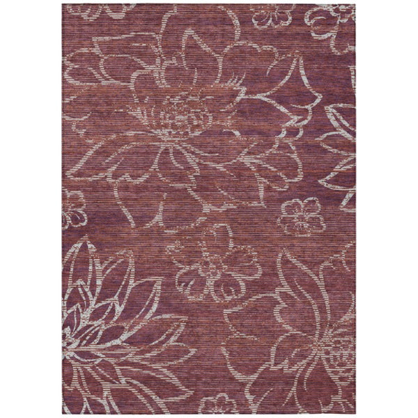 HomeRoots 8 X 10 Floral Polyester Indoor Outdoor Rug Washable Stain Resistant Patio Porch 741456