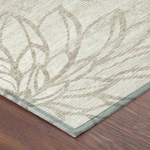8x10 Ivory Silver Floral Polyester Area Rug Stain Resistant Indoor Outdoor Use