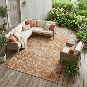 8x10 Floral Polyester Area Rug Stain Resistant for Indoor Outdoor Patios