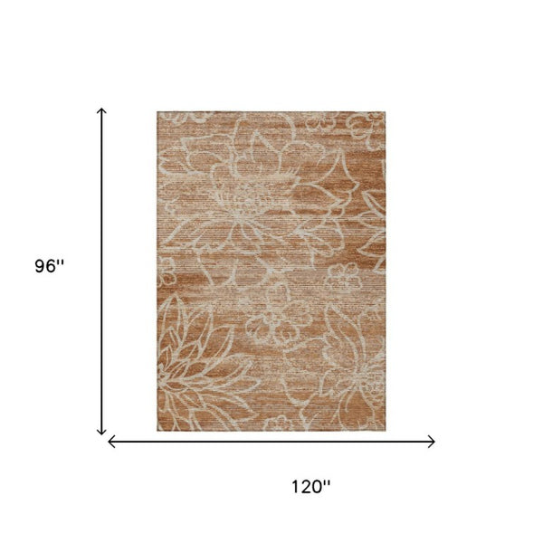 8x10 Floral Polyester Area Rug Stain Resistant for Indoor Outdoor Patios