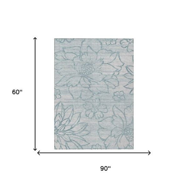 5x8 Floral Polyester Area Rug Stain Resistant Washable for Indoor Outdoor Spaces