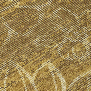 5x8 Walnut Gold Floral Polyester Area Rug Stain Resistant for Indoor Outdoor Use