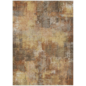 HomeRoots 8 X 10 Copper Orange Abstract Polyester Washable Rug for Patio and Living Room 741504